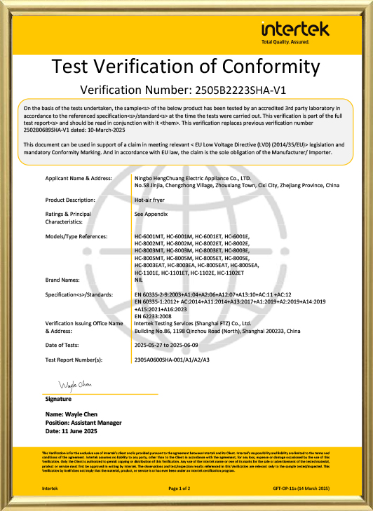 Ningbo Hengchuang Electric Appliance Co., Ltd.